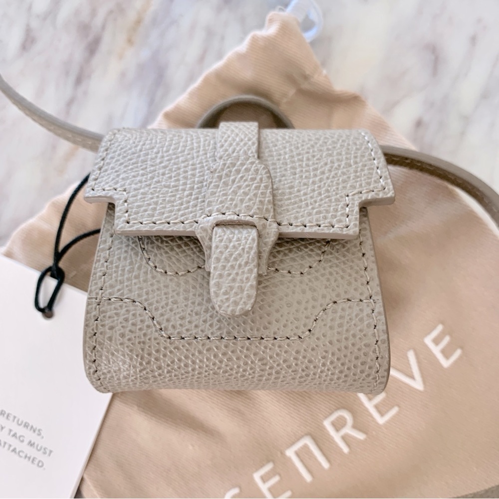 ⭐️ SENREVE Sand Milli Maestra Airpods Holder Bag Charm Micro Pouch w/ Neck Strap